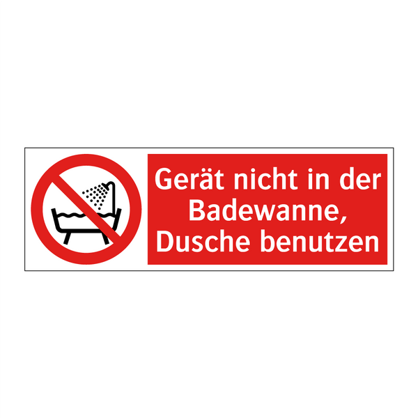 Gerät nicht in der Badewanne, Dusche benutzen