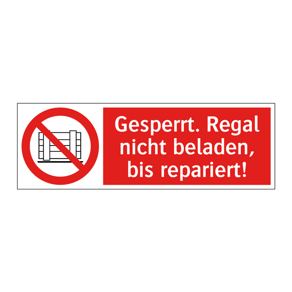 Gesperrt. Regal nicht beladen, bis repariert!