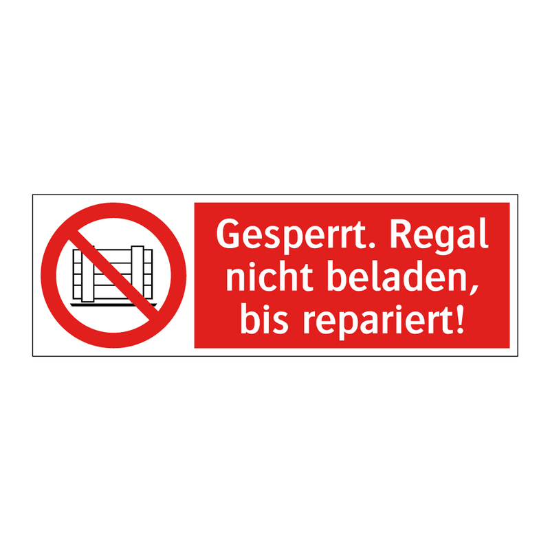Gesperrt. Regal nicht beladen, bis repariert!