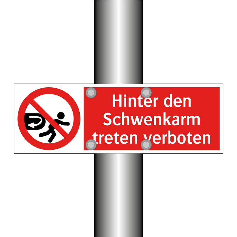 Hinter den Schwenkarm treten verboten