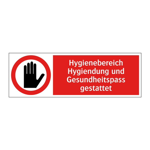 Hygienebereich Hygiendung und Gesundheitspass gestattet