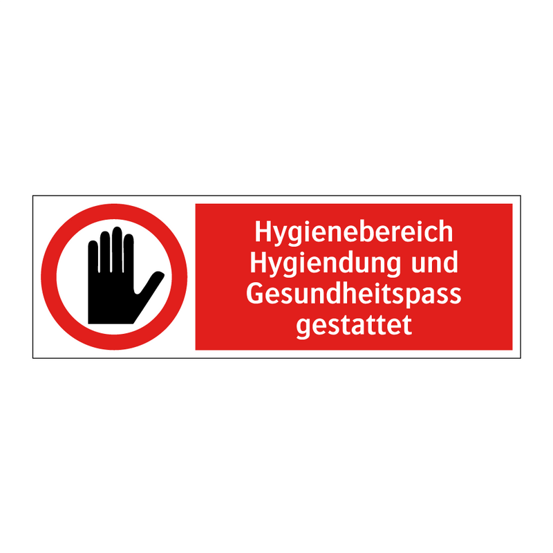 Hygienebereich Hygiendung und Gesundheitspass gestattet
