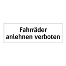 Fahrräder anlehnen verboten