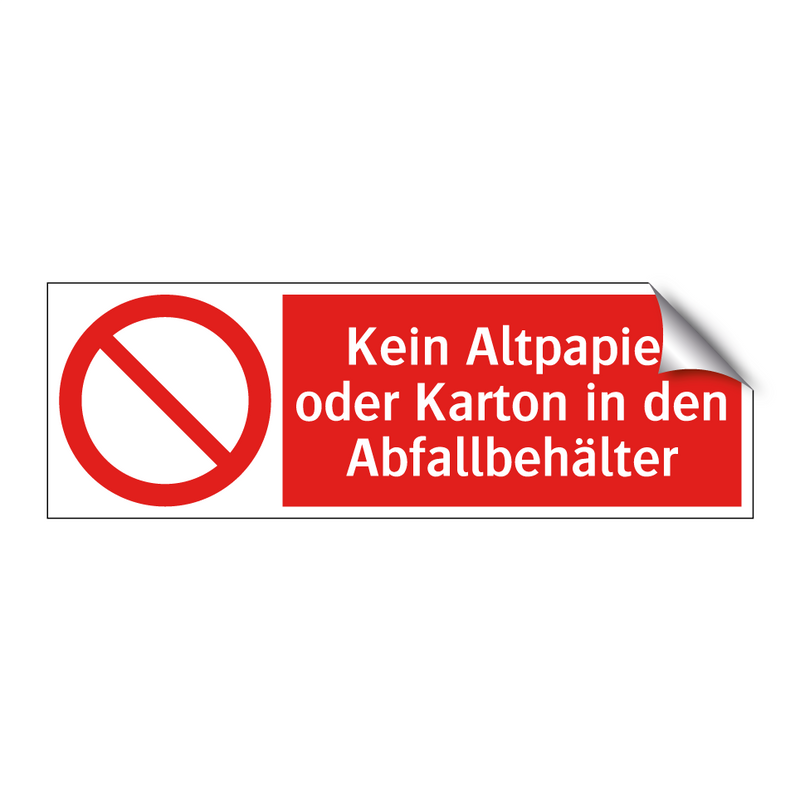 Kein Altpapier oder Karton in den Abfallbehälter