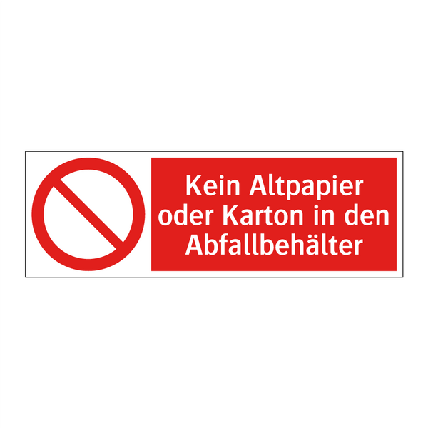 Kein Altpapier oder Karton in den Abfallbehälter