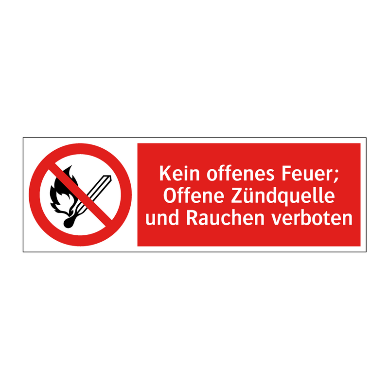 Kein offenes Feuer; Offene Zündquelle und Rauchen verboten