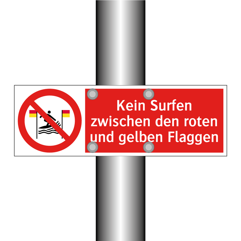Kein Surfen zwischen den roten und gelben Flaggen