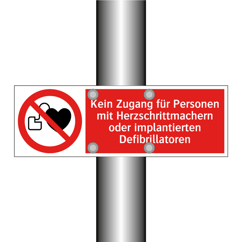 Kein Zugang für Personen mit Herzschrittmachern oder implantierten Defibrillatoren