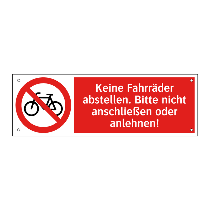 Keine Fahrräder abstellen. Bitte nicht anschließen oder anlehnen!