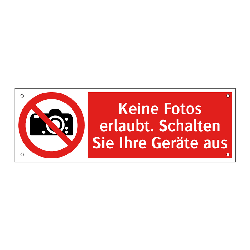 Keine Fotos erlaubt. Schalten Sie Ihre Geräte aus