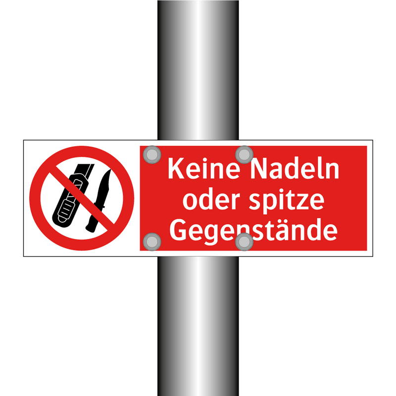 Keine Nadeln oder spitze Gegenstände