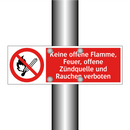 Keine offene Flamme, Feuer, offene Zündquelle und Rauchen verboten