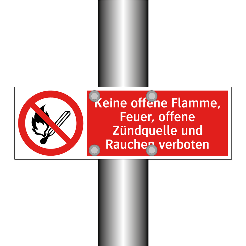 Keine offene Flamme, Feuer, offene Zündquelle und Rauchen verboten