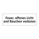 Feuer, offenes Licht and Rauchen verboten