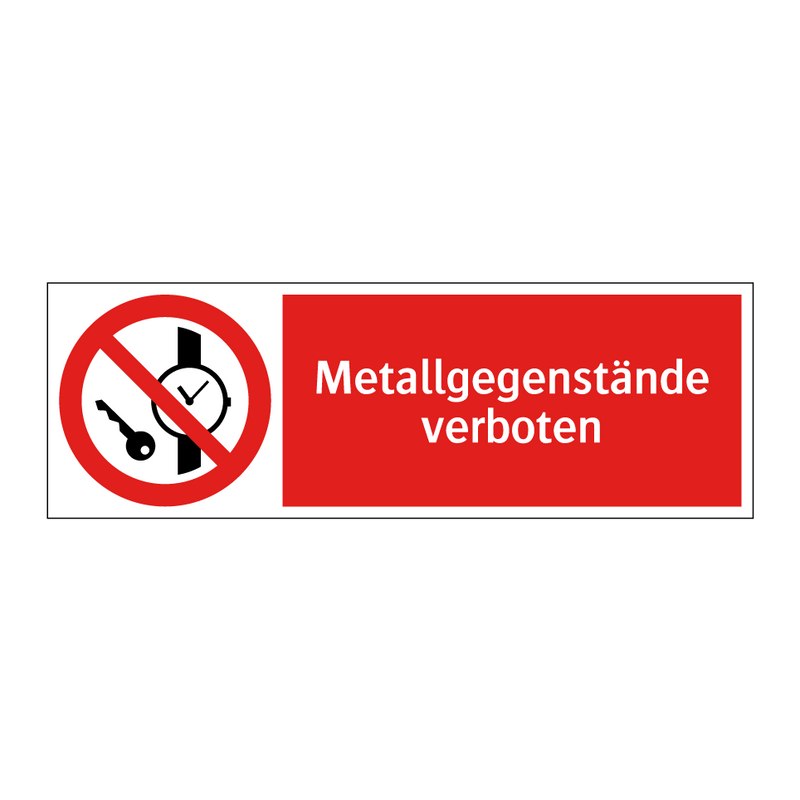 Metallgegenstände verboten