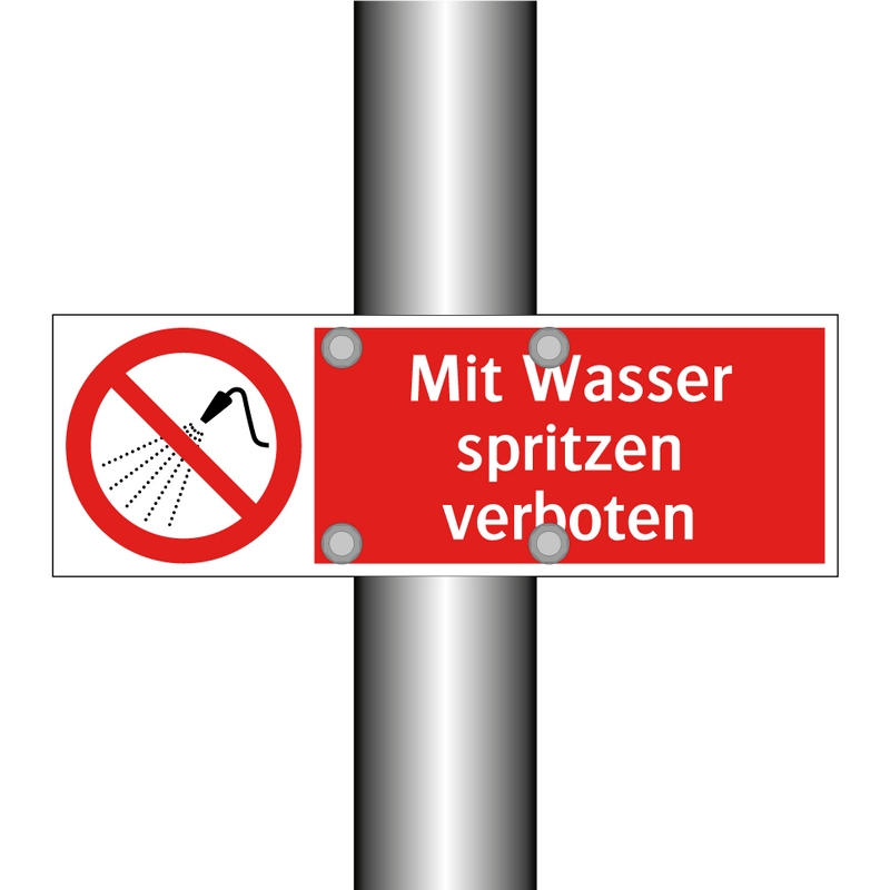 Mit Wasser spritzen verboten