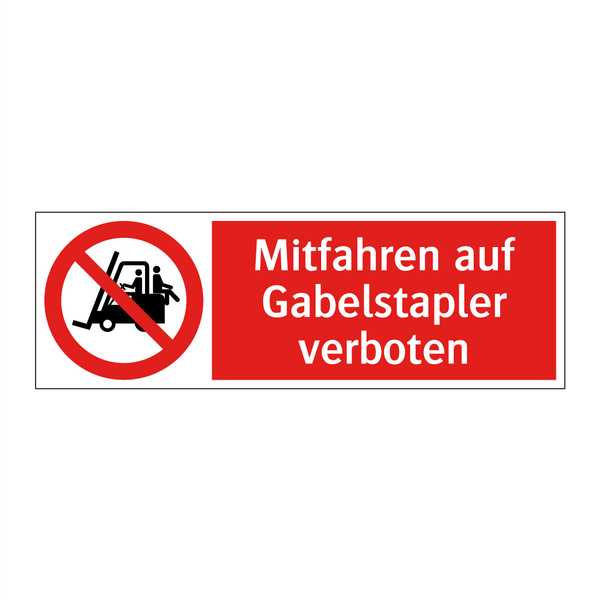 Mitfahren auf Gabelstapler verboten