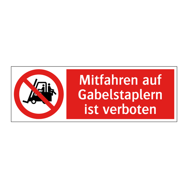Mitfahren auf Gabelstaplern ist verboten