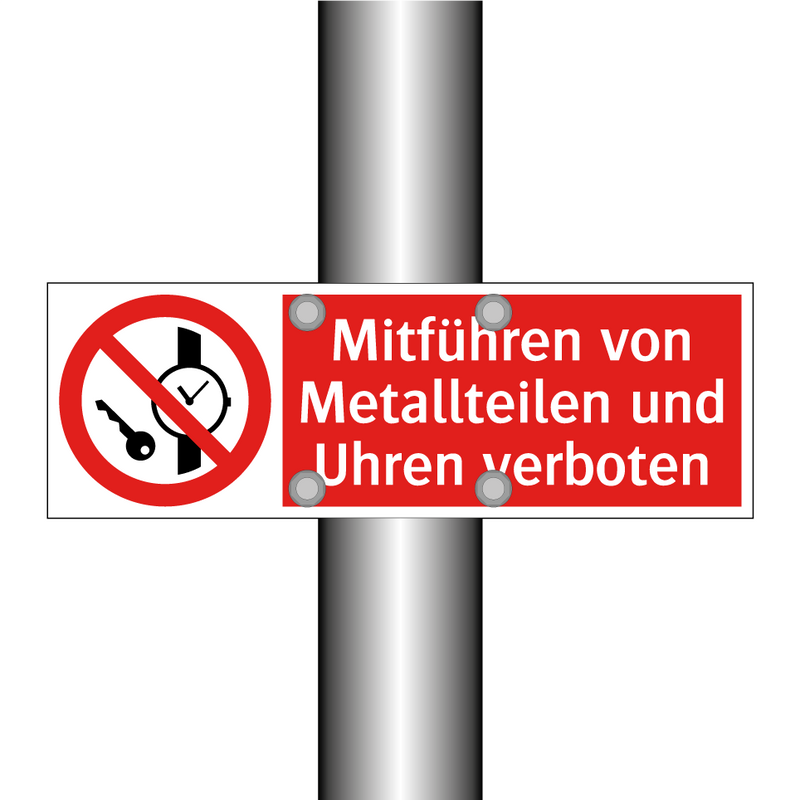 Mitführen von Metallteilen und Uhren verboten