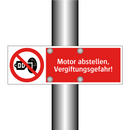 Motor abstellen, Vergiftungsgefahr!