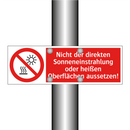 Nicht der direkten Sonneneinstrahlung oder heißen Oberflächen aussetzen!