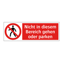 Nicht in diesem Bereich gehen oder parken