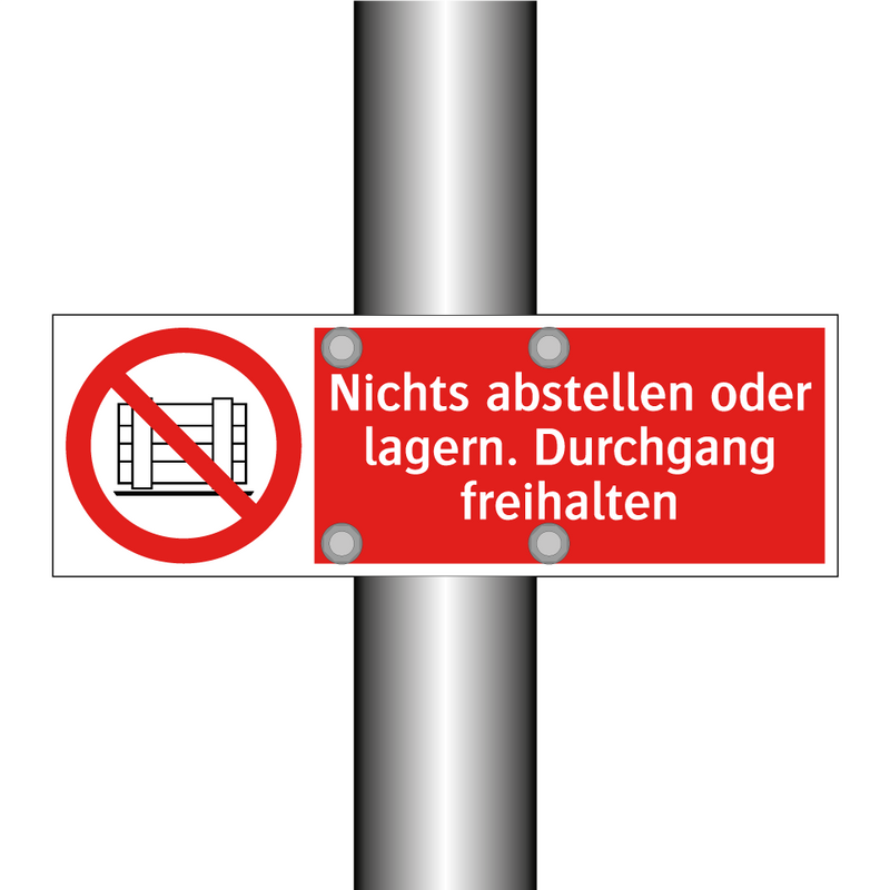 Nichts abstellen oder lagern. Durchgang freihalten