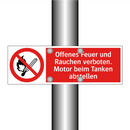Offenes Feuer und Rauchen verboten. Motor beim Tanken abstellen
