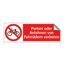 Parken oder Anlehnen von Fahrrädern verboten