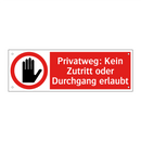 Privatweg: Kein Zutritt oder Durchgang erlaubt