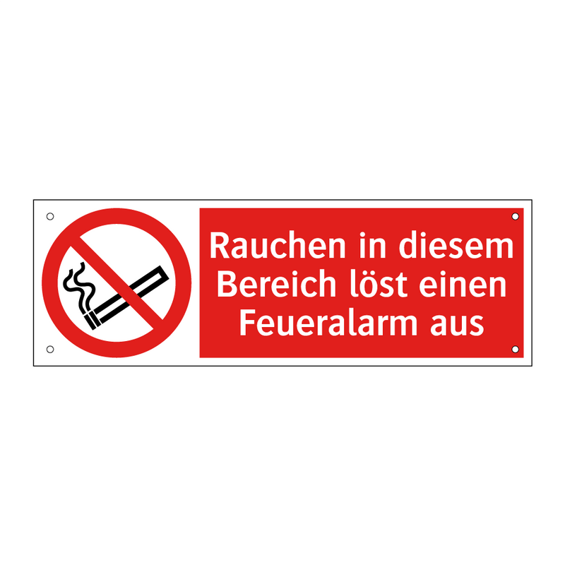 Rauchen in diesem Bereich löst einen Feueralarm aus