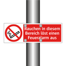 Rauchen in diesem Bereich löst einen Feueralarm aus