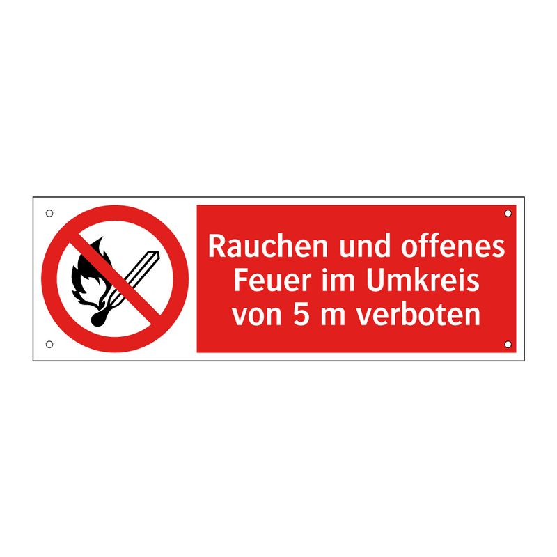 Rauchen und offenes Feuer im Umkreis von 5 m verboten