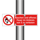 Rauchen und offenes Feuer im Umkreis von 5 m verboten