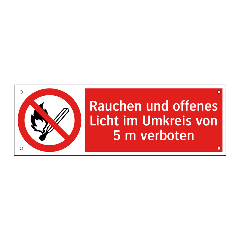 Rauchen und offenes Licht im Umkreis von 5 m verboten