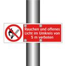 Rauchen und offenes Licht im Umkreis von 5 m verboten
