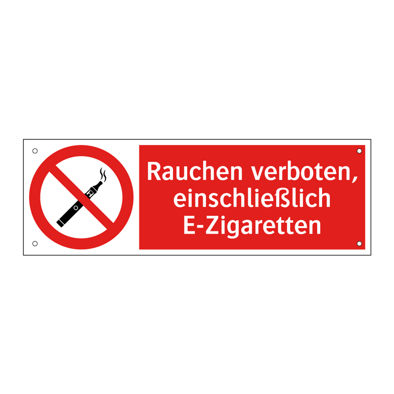 Rauchen verboten, einschließlich E-Zigaretten