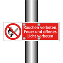 Rauchen verboten. Feuer und offenes Licht verboten