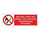 Rauchen, Feuer und offenes Licht verboten! Funkenbildung vermeiden
