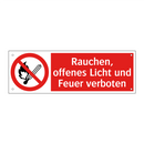 Rauchen, offenes Licht und Feuer verboten