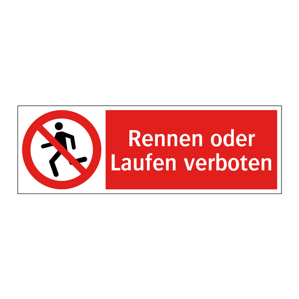 Rennen oder Laufen verboten