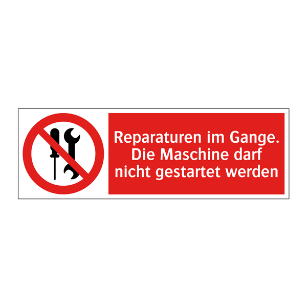 Reparaturen im Gange. Die Maschine darf nicht gestartet werden