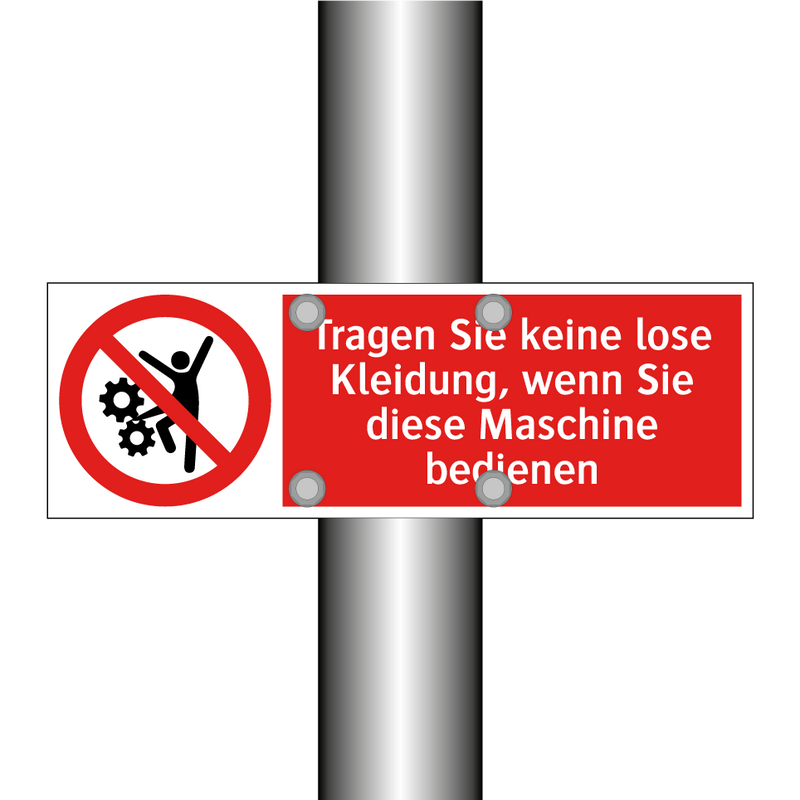 Tragen Sie keine lose Kleidung, wenn Sie diese Maschine bedienen