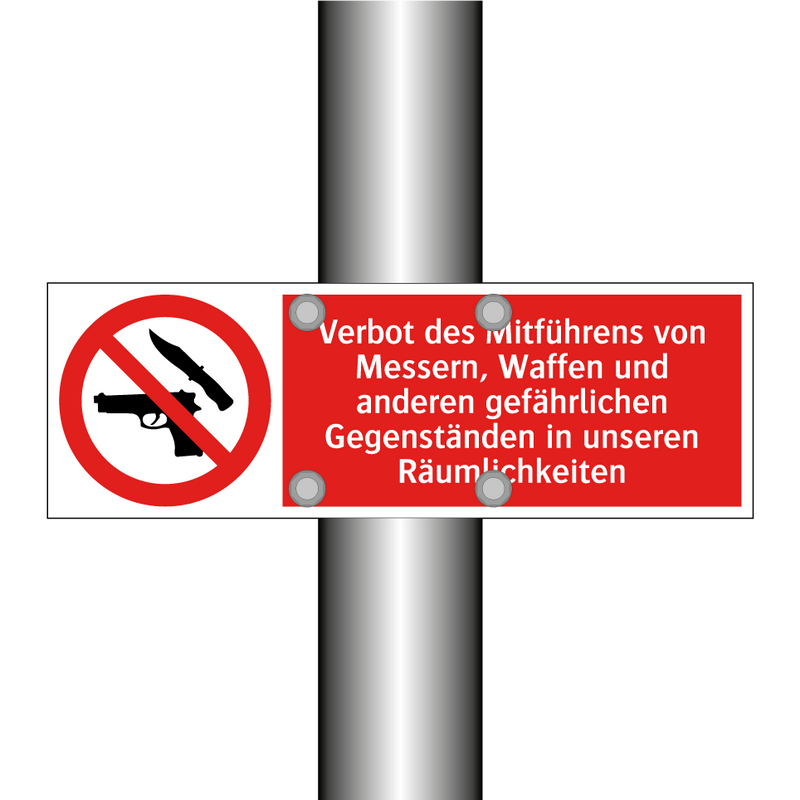 Verbot des Mitführens von Messern, Waffen und anderen gefährlichen Gegenständen in unseren Räumlichkeiten