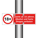 Zutritt ab 18 Jahren. Alkohol und harte Drogen verboten