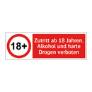 Zutritt ab 18 Jahren. Alkohol und harte Drogen verboten