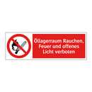 Öllagerraum Rauchen, Feuer und offenes Licht verboten