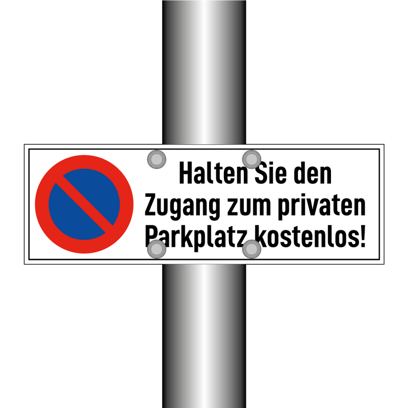 Halten Sie den Zugang zum privaten Parkplatz kostenlos!