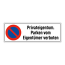 Privateigentum. Parken vom Eigentümer verboten