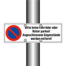 Bitte keine Fahrräder oder Roller parken! Angeschlossene Gegenstände werden entfernt!